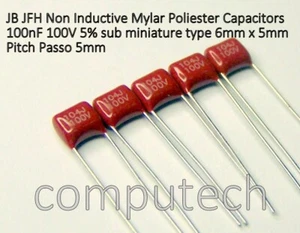5 pezzi 100nF 100V 5% Condensatore non induttivo Poliestere Mylar JB JFH 0,1uF - Bild 1 von 2