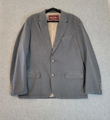 复古 MARLBORO 经典男式 2 纽扣西装夹克 EU 54 2XL 灰色细条纹 80 年代 — 第 1/4 张图片