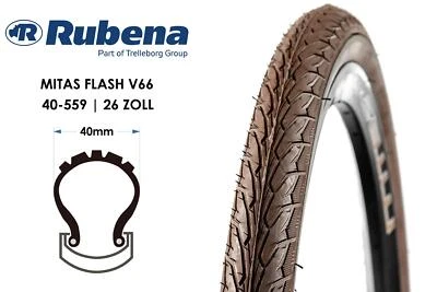 26 Zoll Fahrrad Reifen MITAS V66 26x1.50 City Touren Bike 40-559 Braun Reflex - Bild 1 von 3