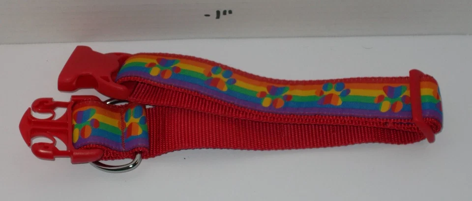 RC Pets 1-1/2 Inch Wide Adjustable Dog Clip Collar Medium Rainbow Paws - Image 1 of 4