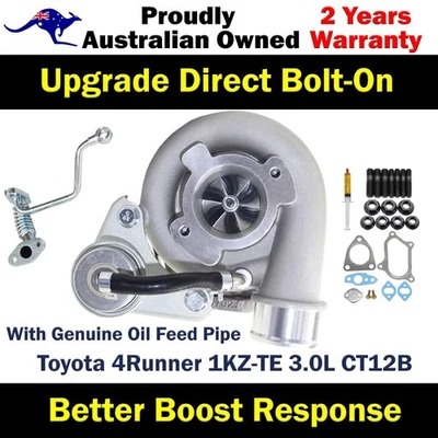 Actualización Billet Turbo + Tubo de alimentación de aceite genuino para Toyota 4Runner 1KZ-TE 3,0 L CT12B Foto 1 de 4