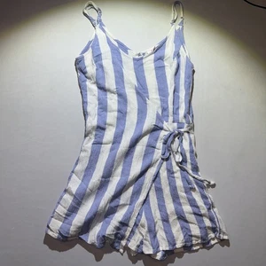 Lottie Moss Women’s Small Tie Waist Lined Romper Dress, Whimsy, Coquette, Stripe - Picture 1 of 10