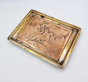 WW1 TRENCH ART SILVER PLATED PRINTING PLATE PIN / TRINKET DISH - SOUVENIR 1917 - Picture 1 of 4