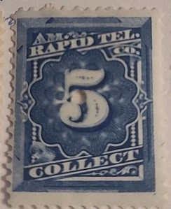 Travelstamps: 1881 Scott 1T10 US Revenue Stamp 5c American Rapid Telegraph Co - Picture 1 of 1