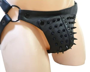 Echt Echtleder Jockstrap Spikes Codpiece Premium Fetisch Unterwäsche - Bild 1 von 4