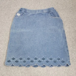 Quacker Factory DreamJeannes Skort Women XS Blue Denim Scallop Hem Rhinestone 90 - Picture 1 of 15