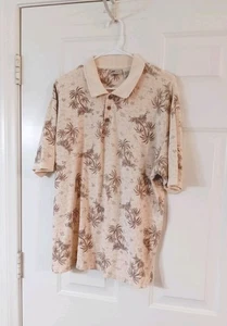 Cherokee Waikiki Wear Poloshirt Herren Large Hawaii Beige Palmen Kurzarm - Bild 1 von 4