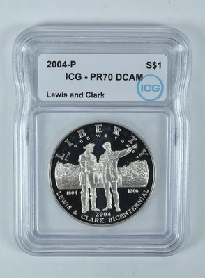 2004-P Lewis & Clark Commemorative Silver Dollar PR70 DCAM ICG *3907 - Image 1 of 4
