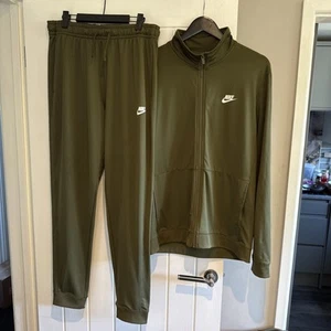Nike Essentials Two Piece Tracksuit Men's Size Large Khaki Green Full Zip - Picture 1 of 15