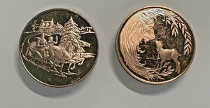 ZWEI WEIHNACHTSMEDAILLEN FRANKLIN MINT BRONZE: SCHLITTEN + LÖWE & LAMM H462 - Bild 1 von 11