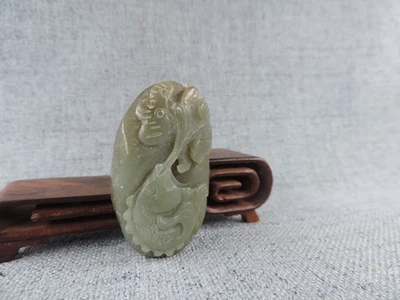 Hnad - резной старинный китайский нефрит ручной скульптуры рыбы статуя подвеска E - Изображение 1 из 4