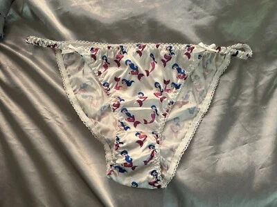 Bragas de bikini talla 2XL hechas a mano brillantes blancas púrpuras azules sirena satinadas Foto 1 de 4