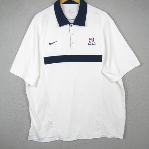 Arizona Wildcats Polo Shirt Mens XXL White Short Sleeve Dri Fit Golf Nike NCAA Cover