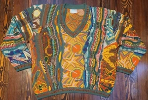 Coogi Australia V-Neck Sweater Tag Size Medium Can Fit Large See Measurements - Picture 1 of 7