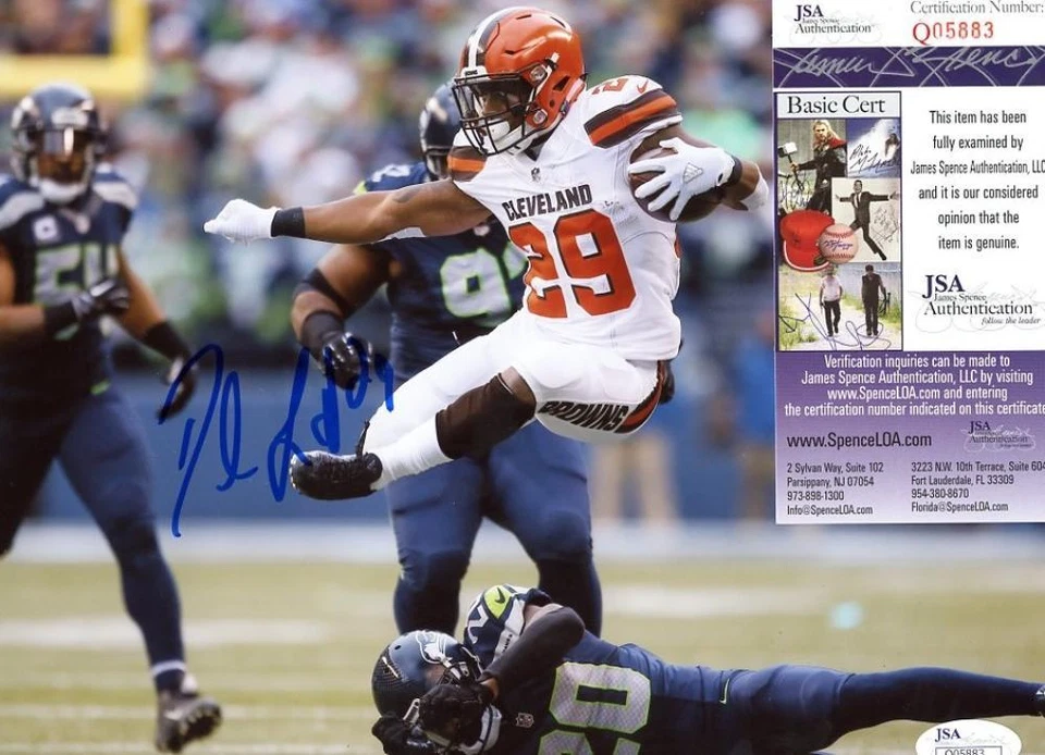 DUKE JOHNSON CLEVELAND BROWNS SIGNED AUTOGRAPHED 8X10 PHOTO JSA Q05883 - Image 1 of 1