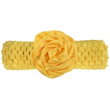 Baby Girl Wide Turban Crochet Headband Head Wrap Hair Band With Flower Yellow