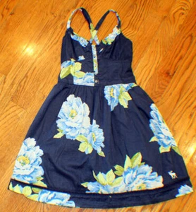 Abercrombie Fitch Kids Sz Small Navy Flower Holiday Sun Dress AF - Picture 1 of 5
