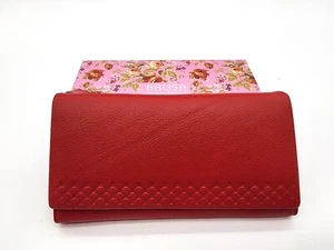 Bolso sin asas Balisa rojo 100 % cuero genuino para mujer cartera tarjetero - Imagen 1 de 7