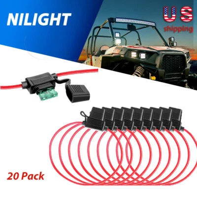 20 Pack Inline Holder 14AWG Wiring Harness ATC/ATO 30AMP Blade Fuse Holder Truck - Image 1 of 4