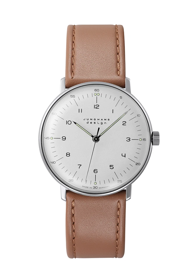 Junghans Max Bill Handaufzug 34mm White Dial Leather Strap Watch 27/3701.02 - Image 1 of 1