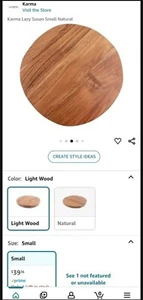 Karma Lazy Susan Small Natural Wood Tray - Picture 1 of 5