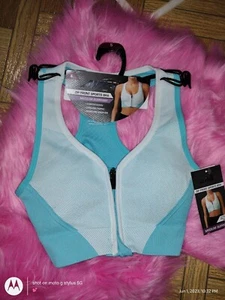 NEW Avia Women’s Seamless Zip Front Sports Bra Size S Color Blue - Picture 1 of 5