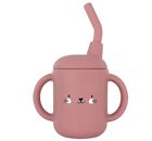 Baby Training cup with Straw Spill Proof Non-Slip Handle Pink Rabbit 🐇