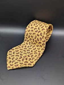 Cravatta Ralph Lauren Doppia RL 100% Lana Made in Italy Paisley Giallo - Foto 1 di 8