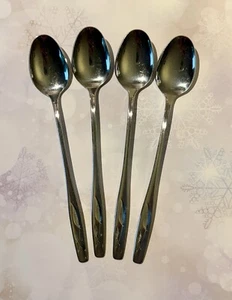 Rogers Cutlery Co. Whispering Leaves Autumn Leaf Set 4 Ice Tea Spoons Stainless - Imagen 1 de 11