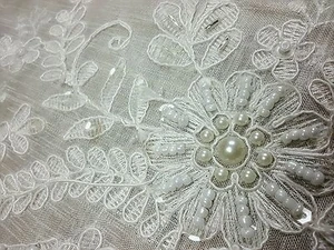 Handgefertigte Perlen Perle bestickt Organza Stoff Stickerei 33x33" Tischdecke - Bild 1 von 11