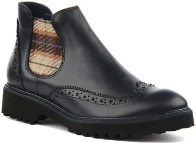 Justin Reece England Harriet flacher Chelsea-Damenstiefel in marineblau Größe UK 3 - 8