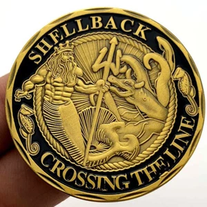 Moneda de regalo de desafío conmemorativo de marinero de EE. UU. Shellback cruzando la línea marina - Imagen 1 de 7