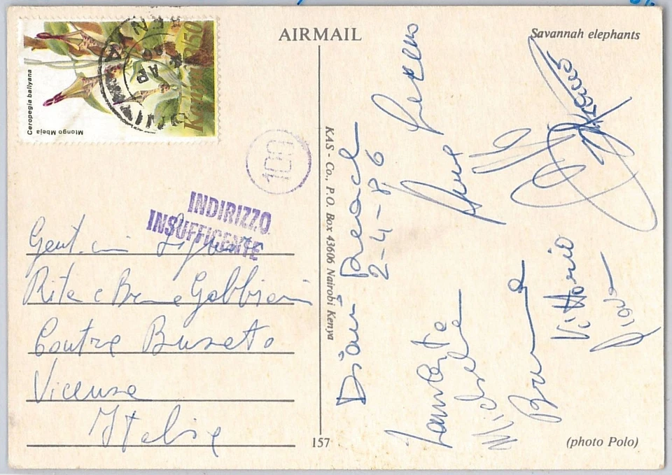 43063 - KENIA - HISTORIA POSTAL - POSTAL a ITALIA - FLORES Orquídeas 1986 Foto 1 de 1