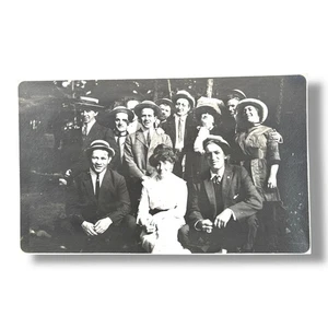 1913 RPPC Vaudeville Performers Group in Boater Hats Lexington KY Touring Troupe - Picture 1 of 3