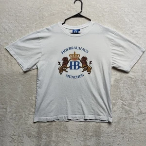 Hofbrauhaus Munchen HB Beer Official T-Shirt Adult Size Large White Blue Beer - Picture 1 of 9