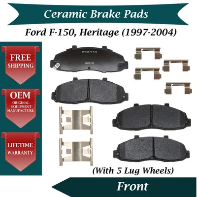 Kit de pastillas de freno delanteras cerámicas para Ford F-150 1997-2004 ruedas de 5 tacos garantía de 10 años Foto 1 de 4