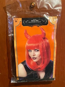 Halloween Adulto Diablo Cornudo Rojo WIg *NUEVO/Sin abrir* g2 - Imagen 1 de 4
