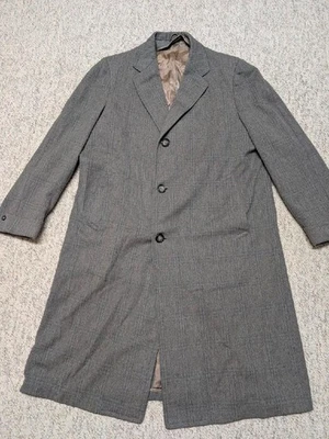 vintage USA made 1950s overcoat PLAID mid-century 46 gray wool ATOMIC jacket - Image 1 of 4