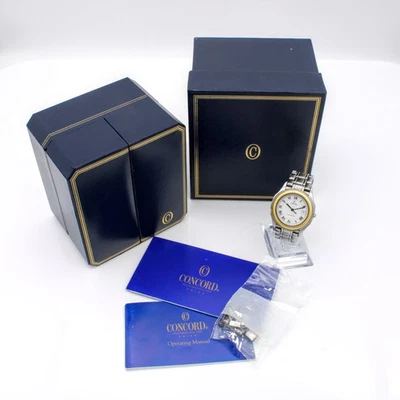 Reloj Pulsera Vintage Concord Steeplechase Oro 18K Bisel Fecha Cuarzo #WB3457-1 Foto 1 de 4