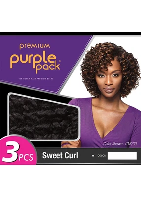 Premium Outre púrpura 3 piezas 100 % mezcla de cabello humano tejido rizado dulce Foto 1 de 4