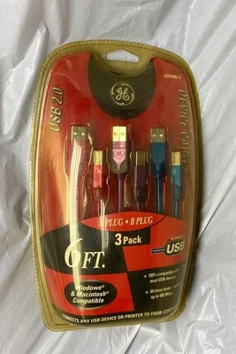 GE USB 2.0 Device Cables, 3 pack, new in package, 6 ft. - Image 1 of 2