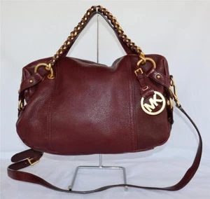 Michael Kors Tristan Bordeaux geflochtene Kette aus Leder Cabrio - Bild 1 von 12