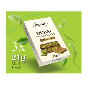 3x Dubai Schokolade Muah, Kadayif und Pistazie Füllung, Vollmilchschokolade 21g - Bild 1 von 1