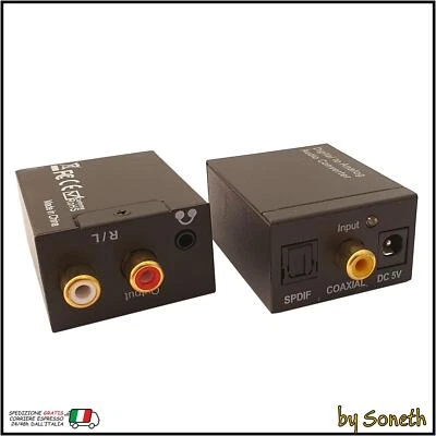 CONVERTITORE AUDIO DIGITALE ANALOGICO ADATTATORE COASSIALE RCA IPC SPDIF CUFFIE - Immagine 1 di 3