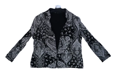 Chaqueta Alex Evenings Mujer Negra Plateada Estrás Manga Larga Cremallera XL Foto 1 de 4