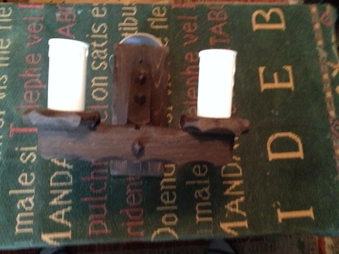 vintage wooden wall light twin bulb,with candle shape covers,electric Cover