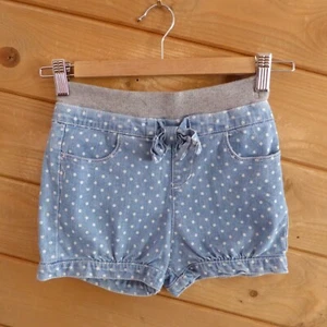 MPS Girls Blue Denim Polka Dot Waistband Pull On Cotton Blend Shorts 5/6 - Picture 1 of 7