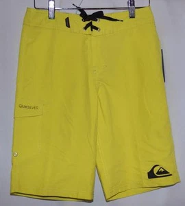 Quiksilver Neon Yellow Swim Trunks Beach Surf Board Shorts Youth Boys 26 NWT - Picture 1 of 7