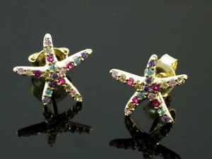 585 Gold Seesterne Ohrstecker 1 Paar 10,6 mm Grösse Multicolour - Bild 1 von 3
