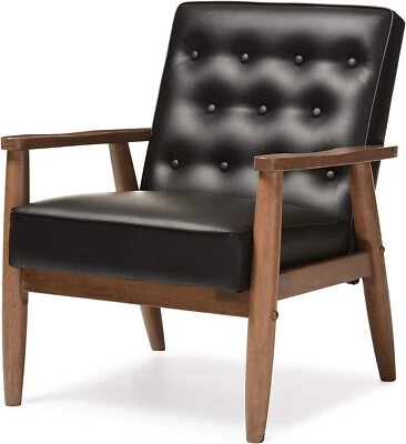 Baxton Studio BBT8013-Black Chair armchairs,Wood, Black - Image 1 of 4